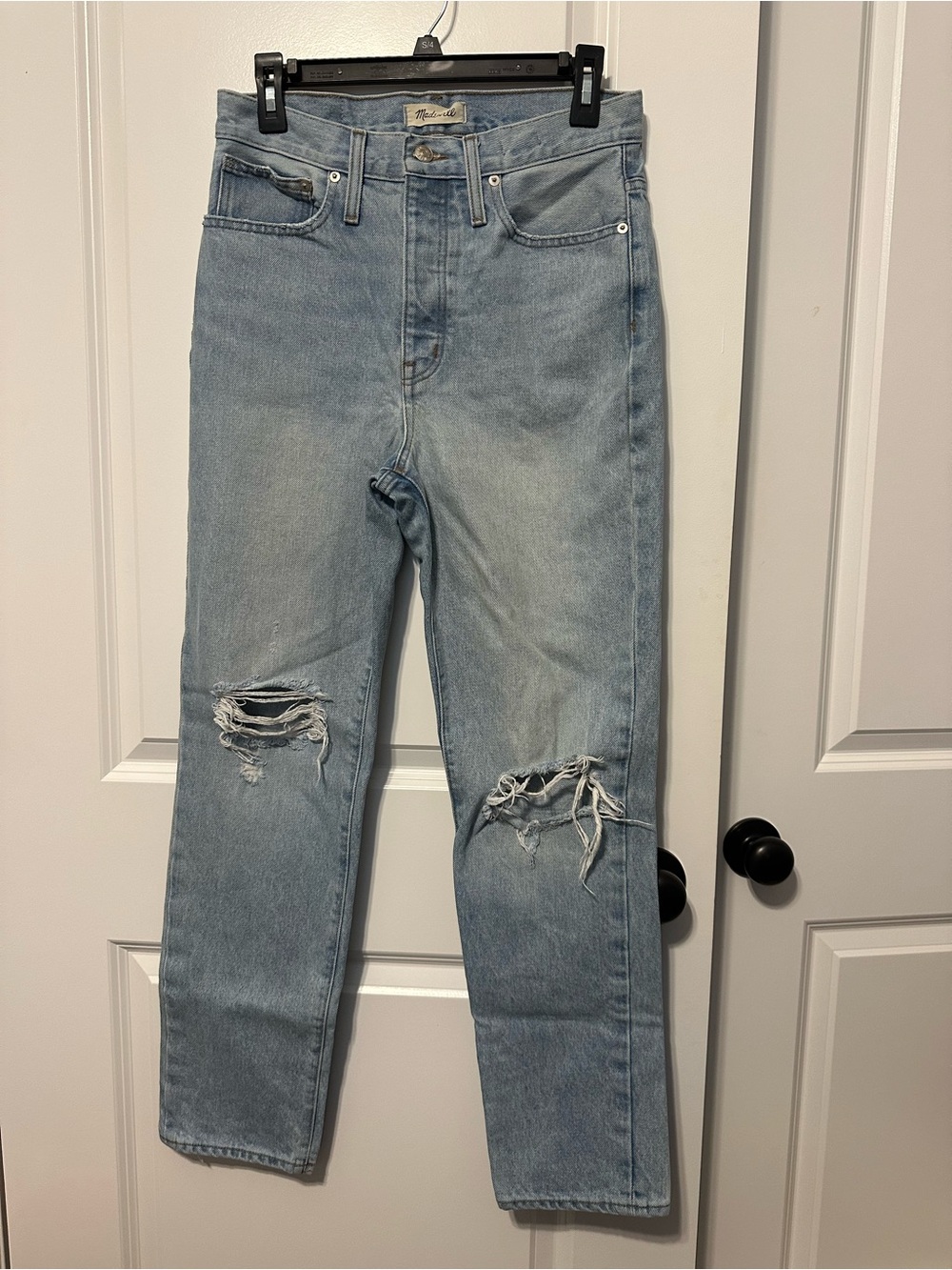 Madewell Light Wash Distressed Classic Straight Leg Jeans size 27